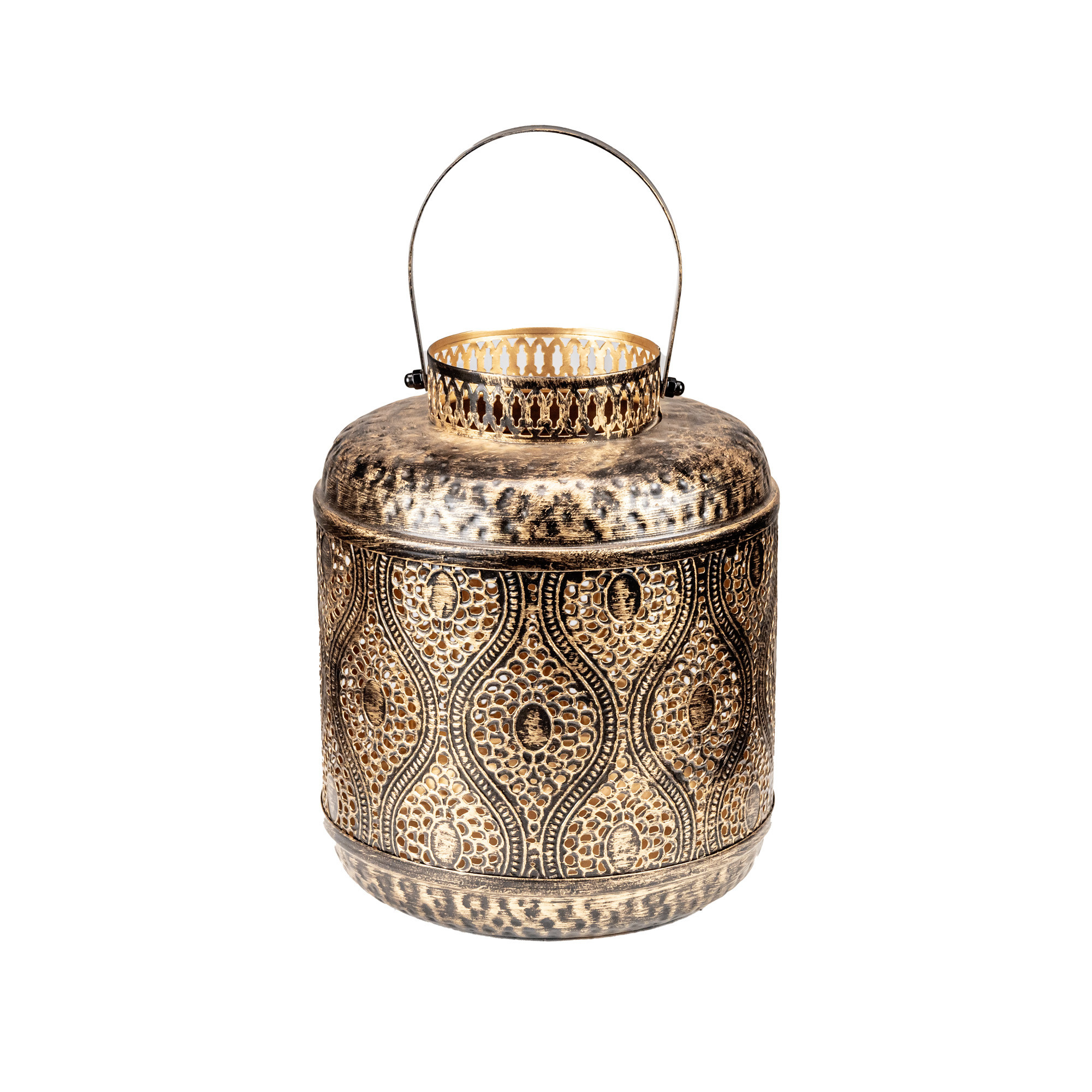 Metal lantern with handle 22×22×H25cm Bronze